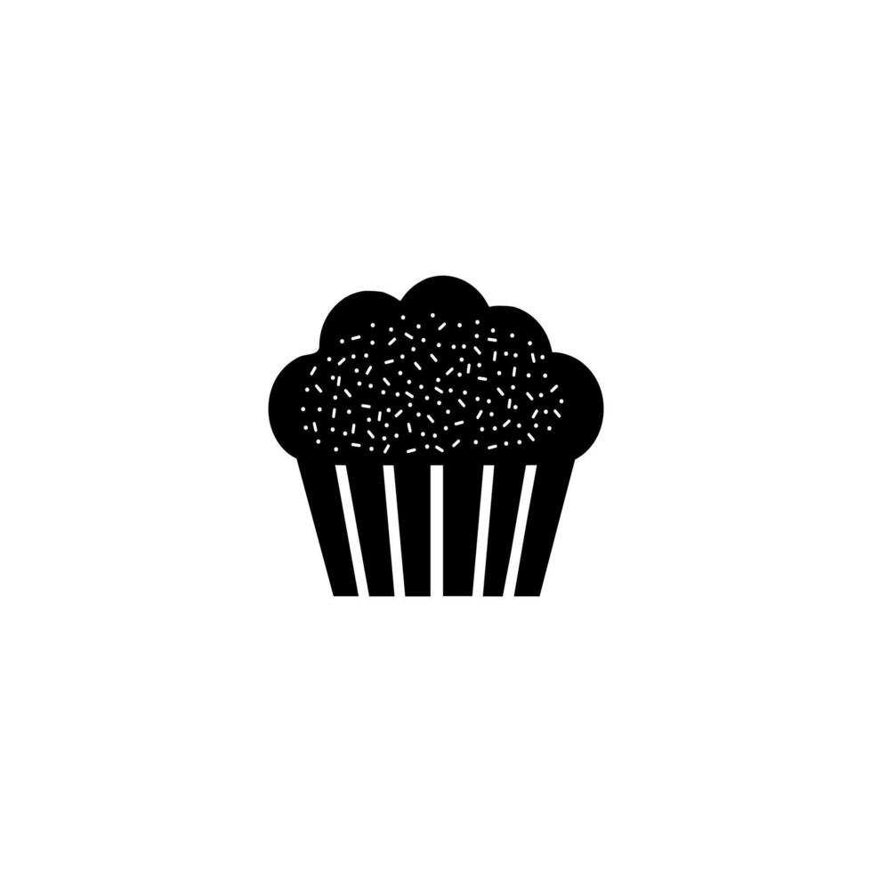 Black Muffin Icon isolated on a White Background. vector
