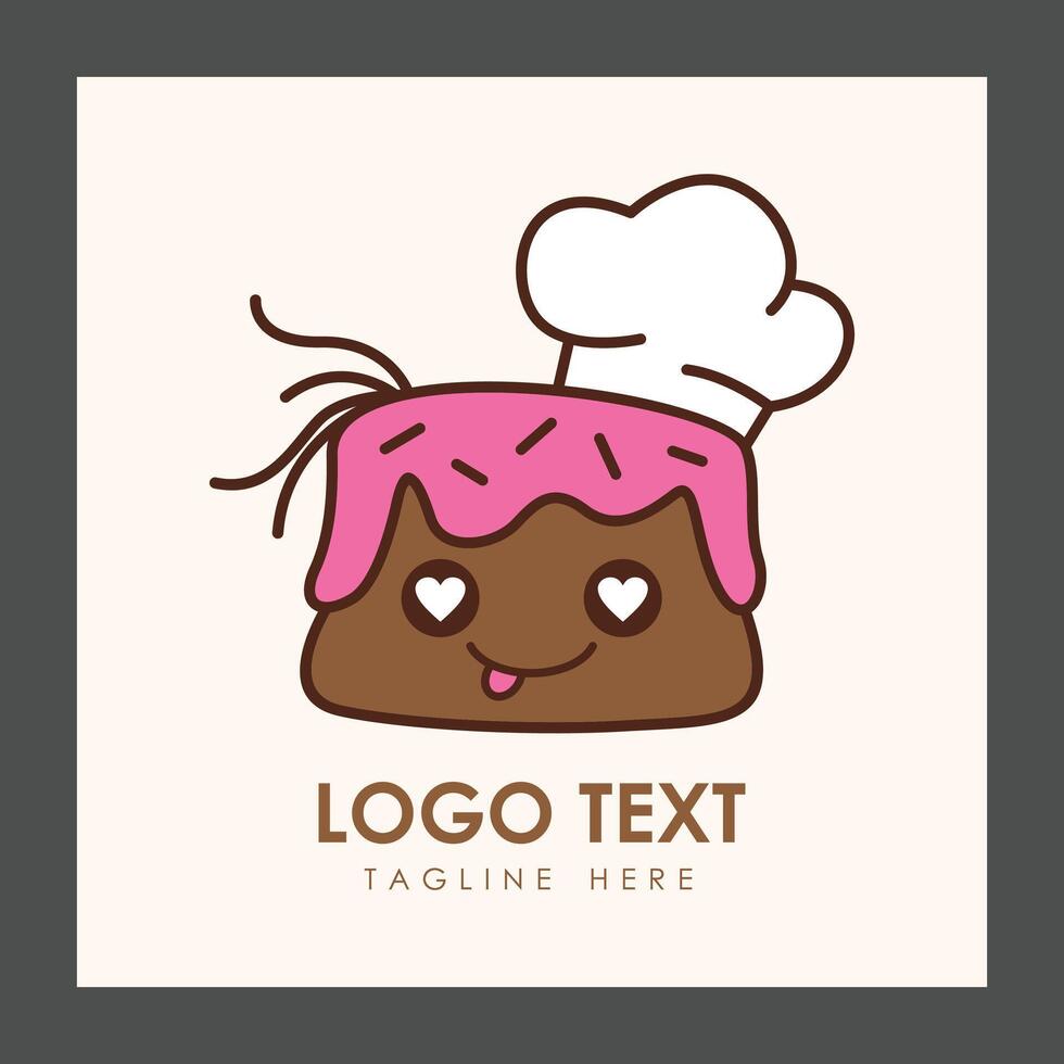 A cute cartoon-style dessert character with a brown base and pink frosting vector