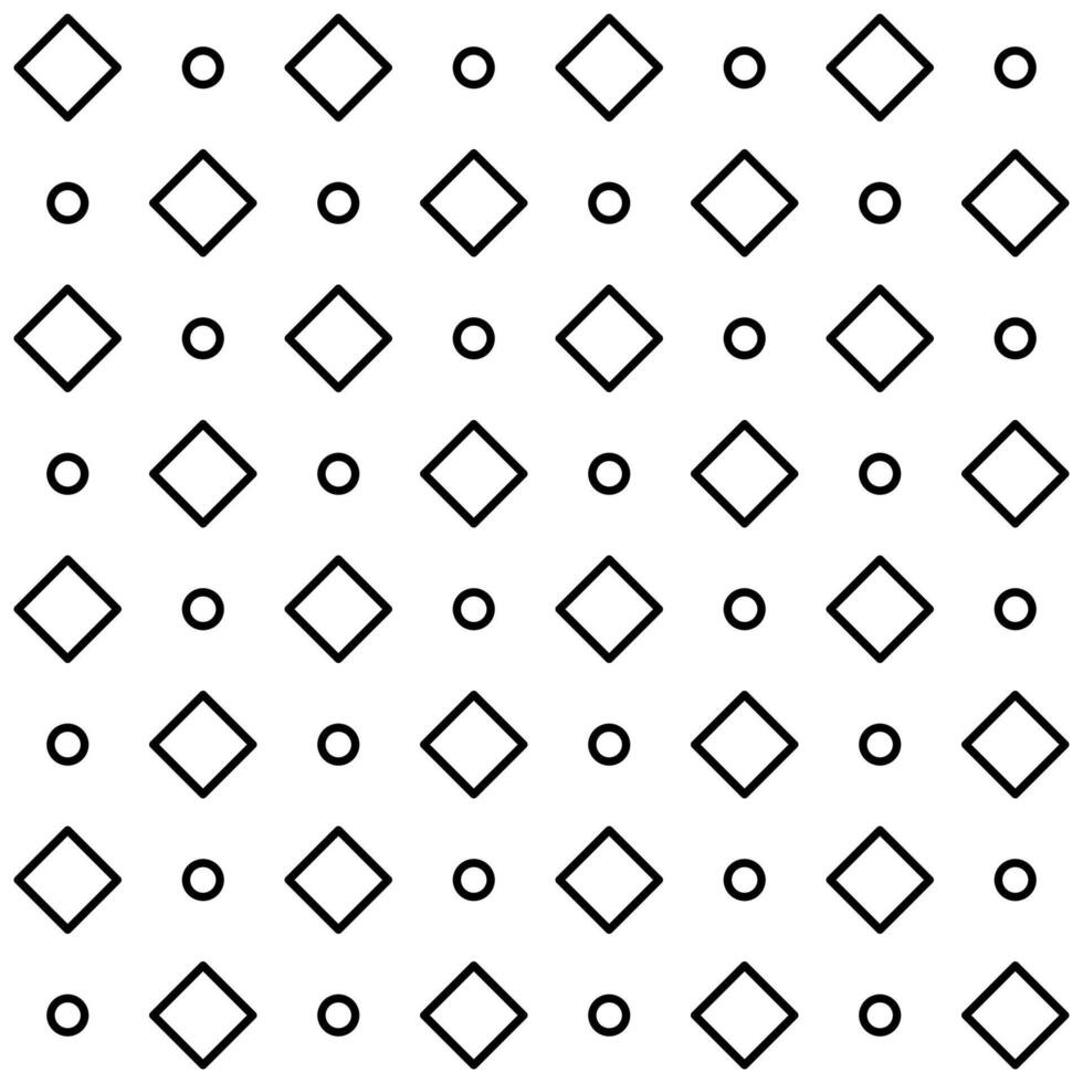 Black Outline Diamonds And Circles Seamless Pattern vector