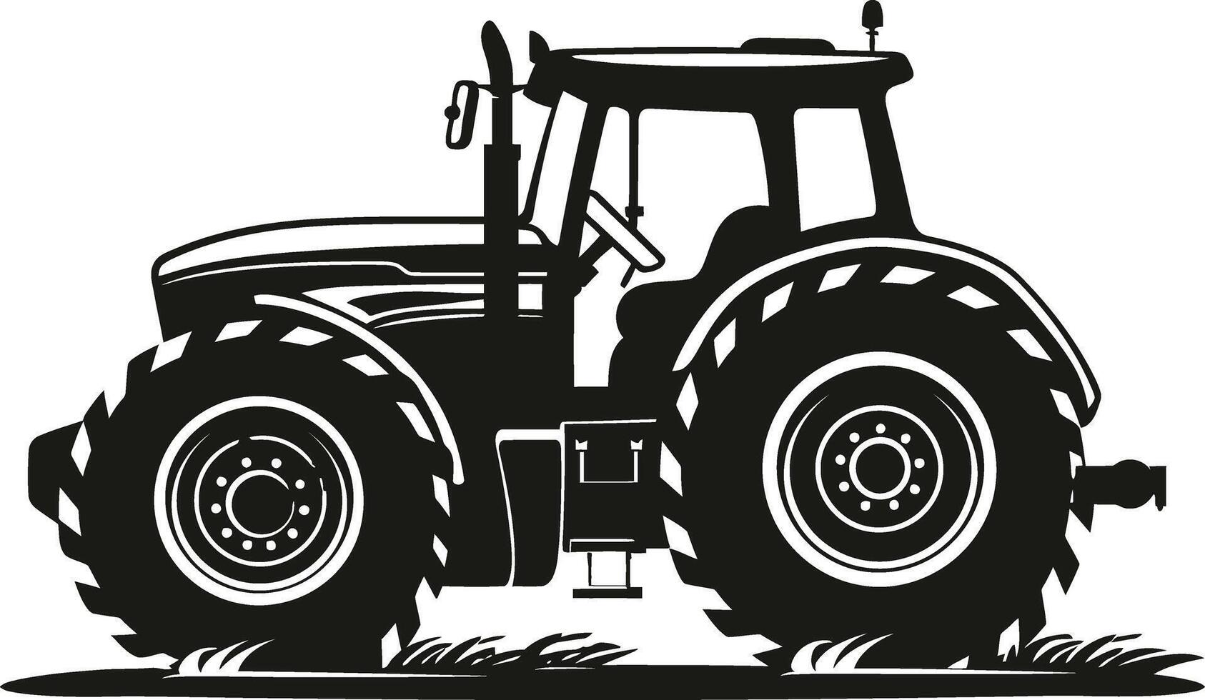 Tractor silhouette on a white background vector