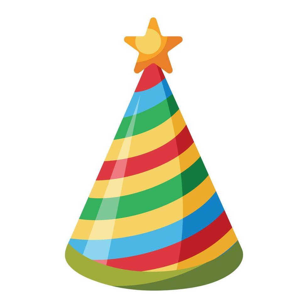 Colorful Birthday Party Hat Isolated on White Background vector