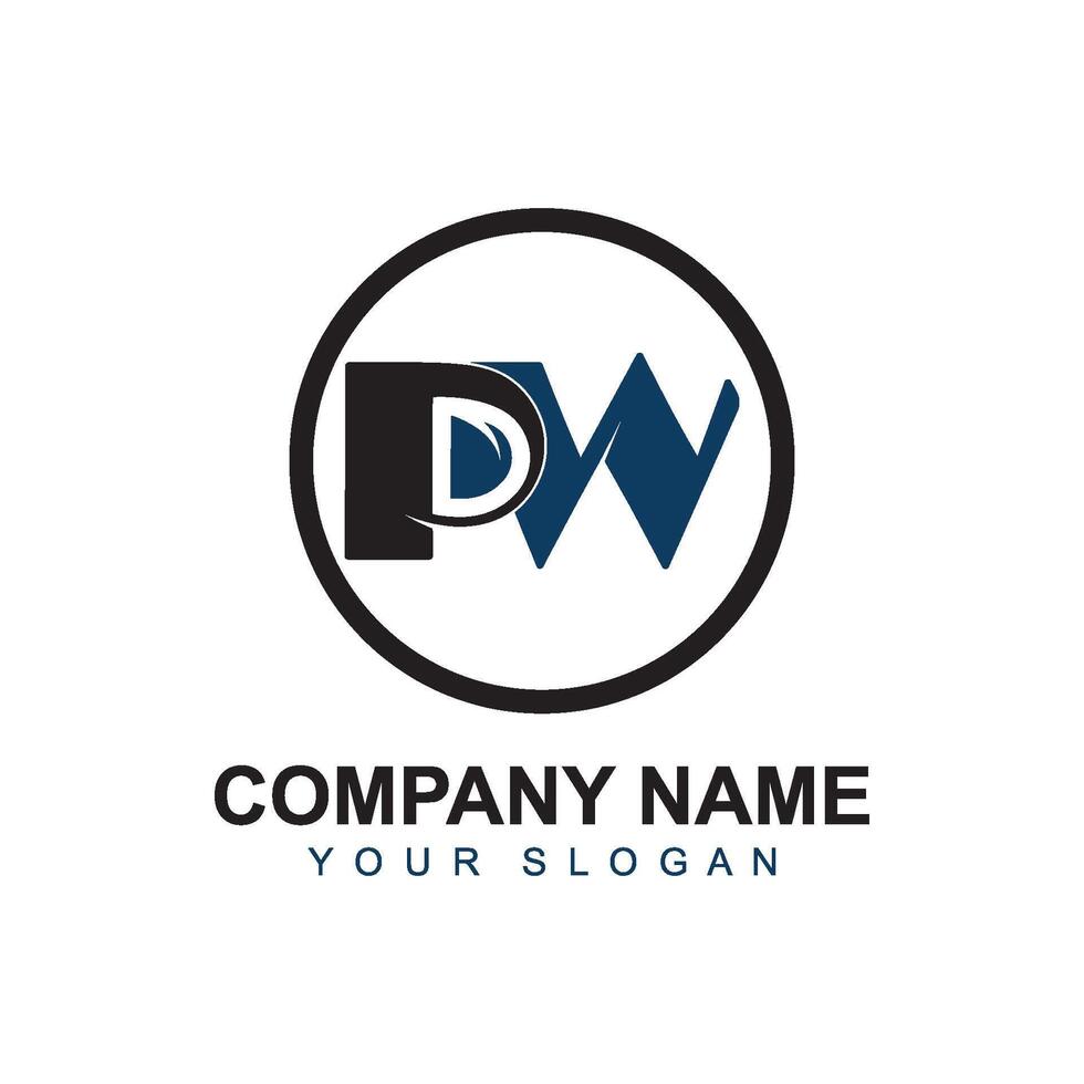 PW initial signature logo design vector