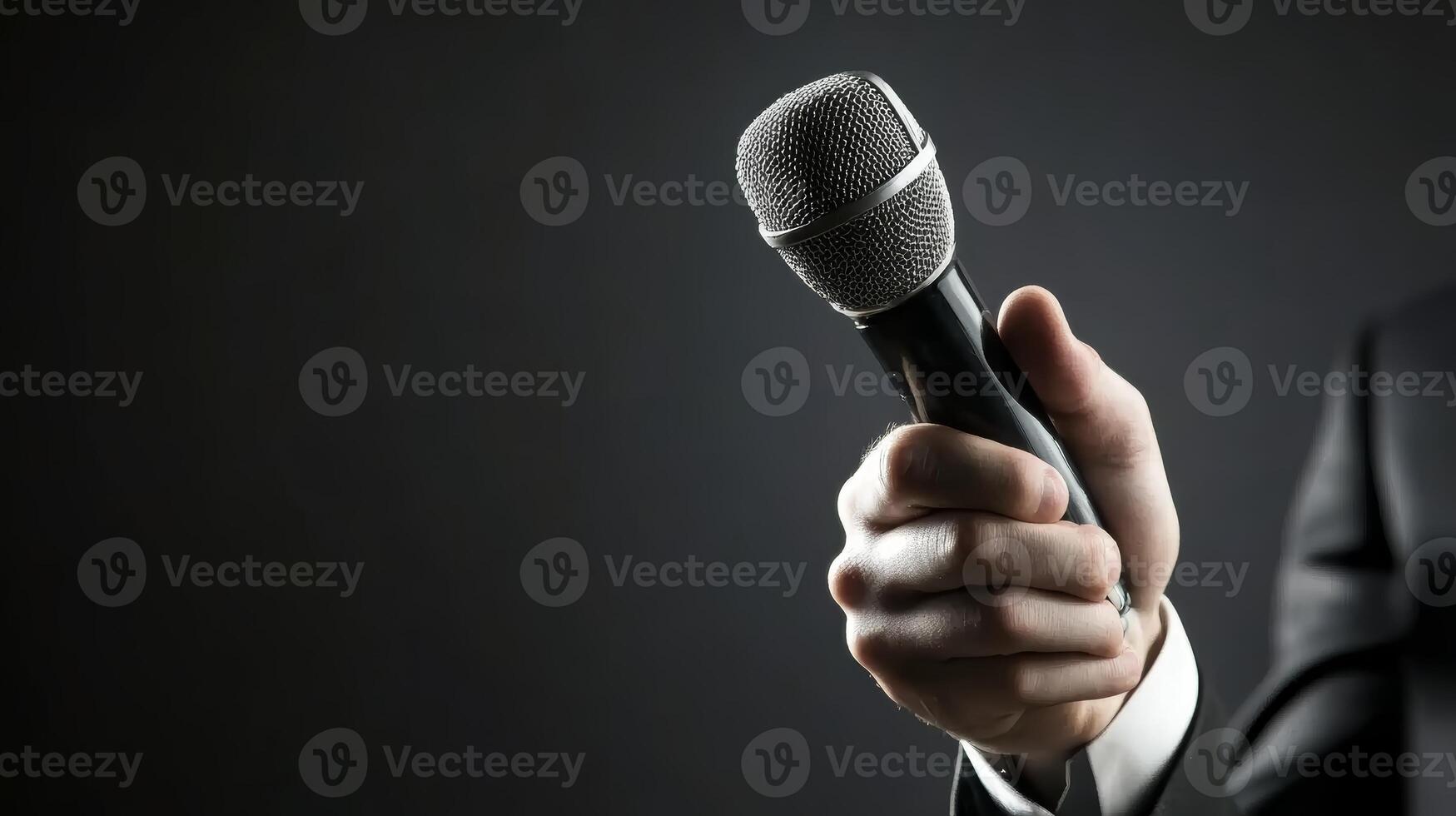 Hand Holding Microphone Public Speaking Speech Conference Presentation Business Poli photo