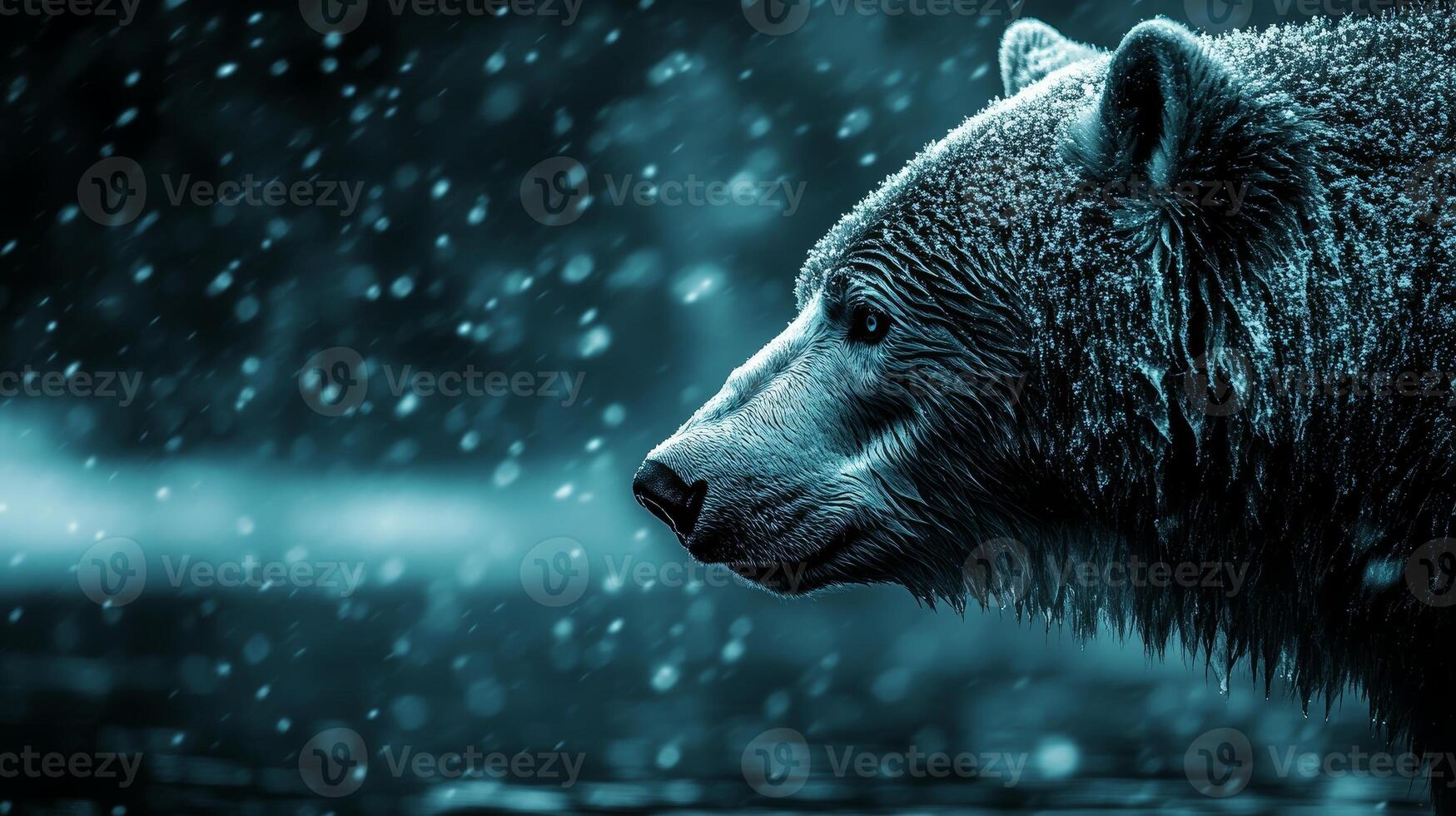 Majestic Polar Bear in Snowy Mountains Winter Wildlife Cinematic Close up photo