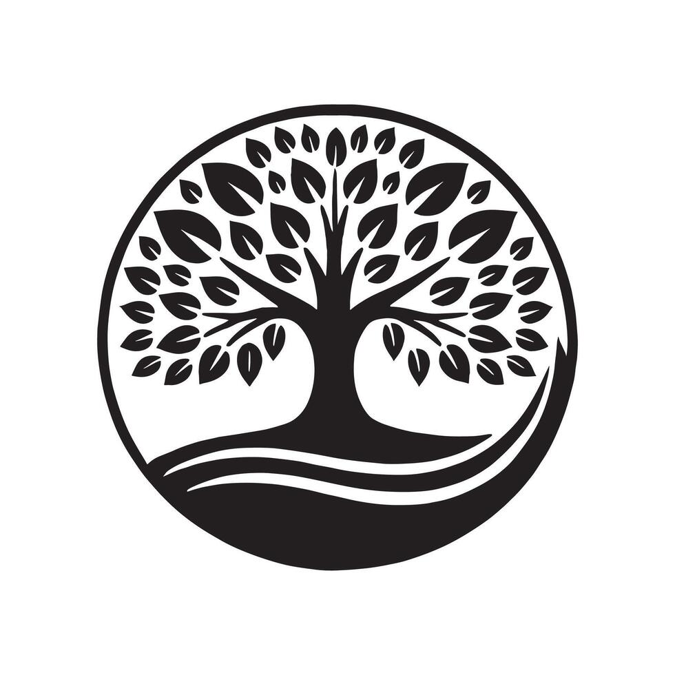 a black and white logo for a tree vector