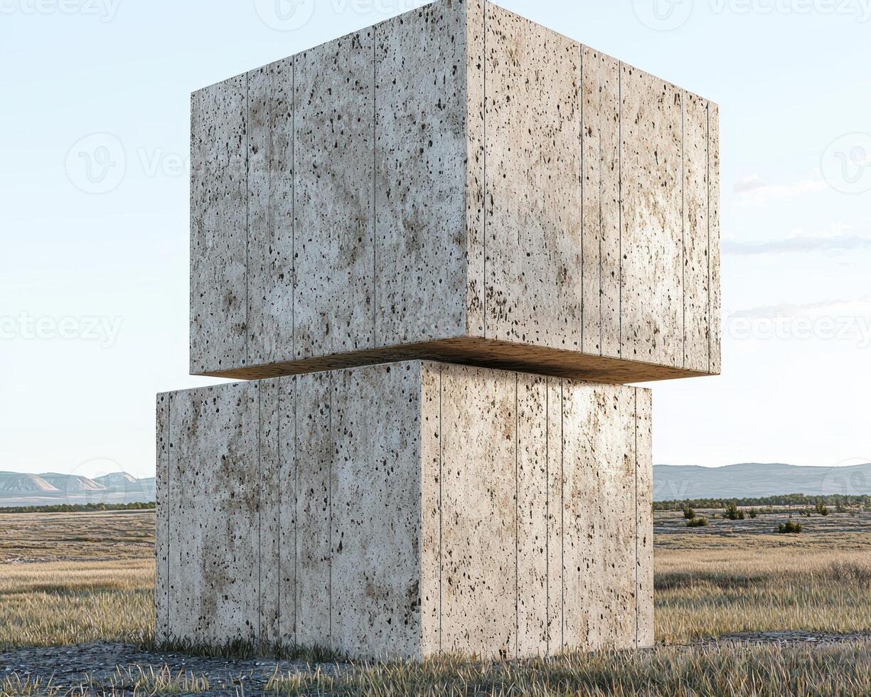 Abstract concrete structure in a field photo