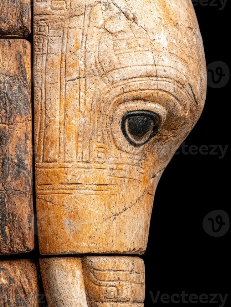 Close up of an intricately carved elephant statue photo
