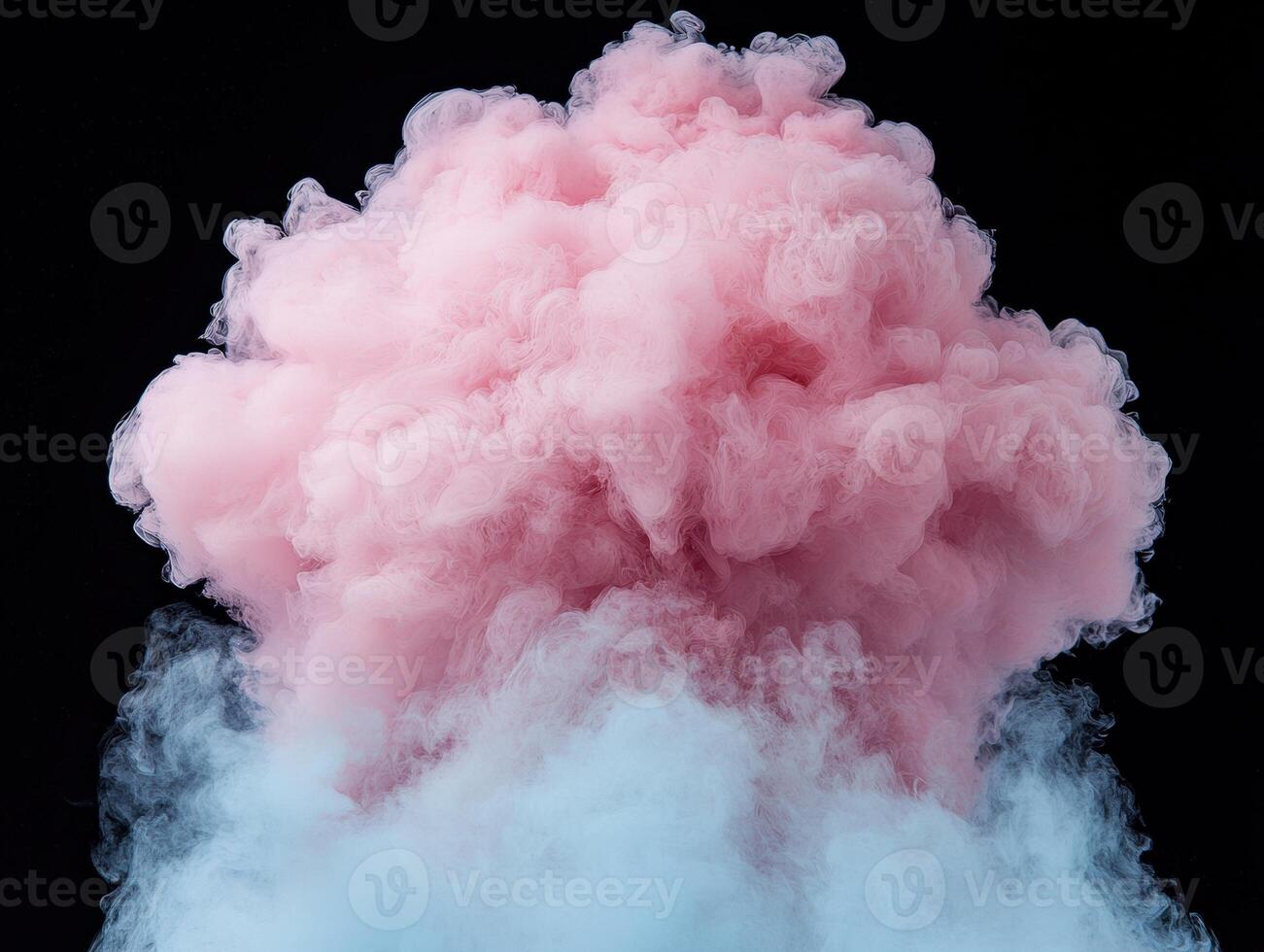 Abstract pink and blue smoke cloud on black background photo