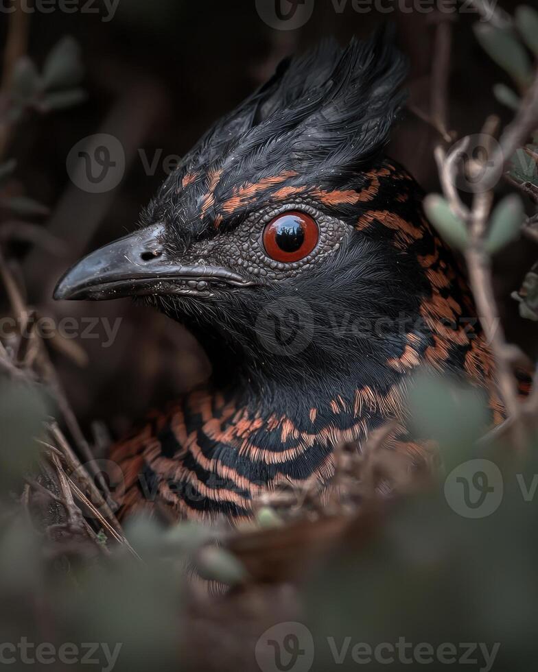 Closeup of a crested guan in its natural habitat photo