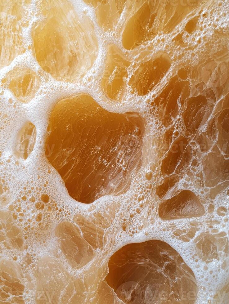Abstract background of foamy liquid with golden hues photo
