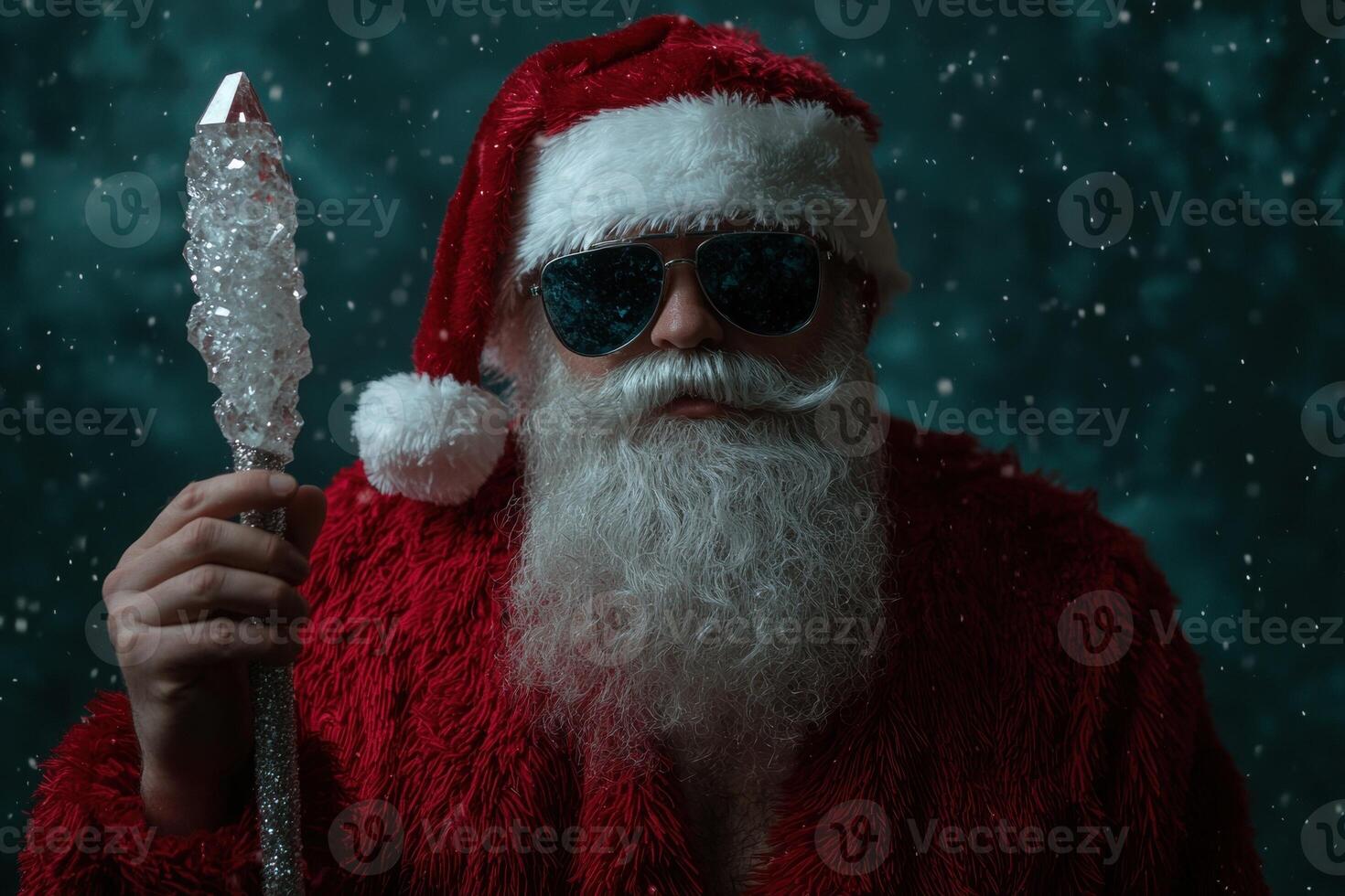 Cool Santa Claus with Sunglasses and Crystal Wand photo