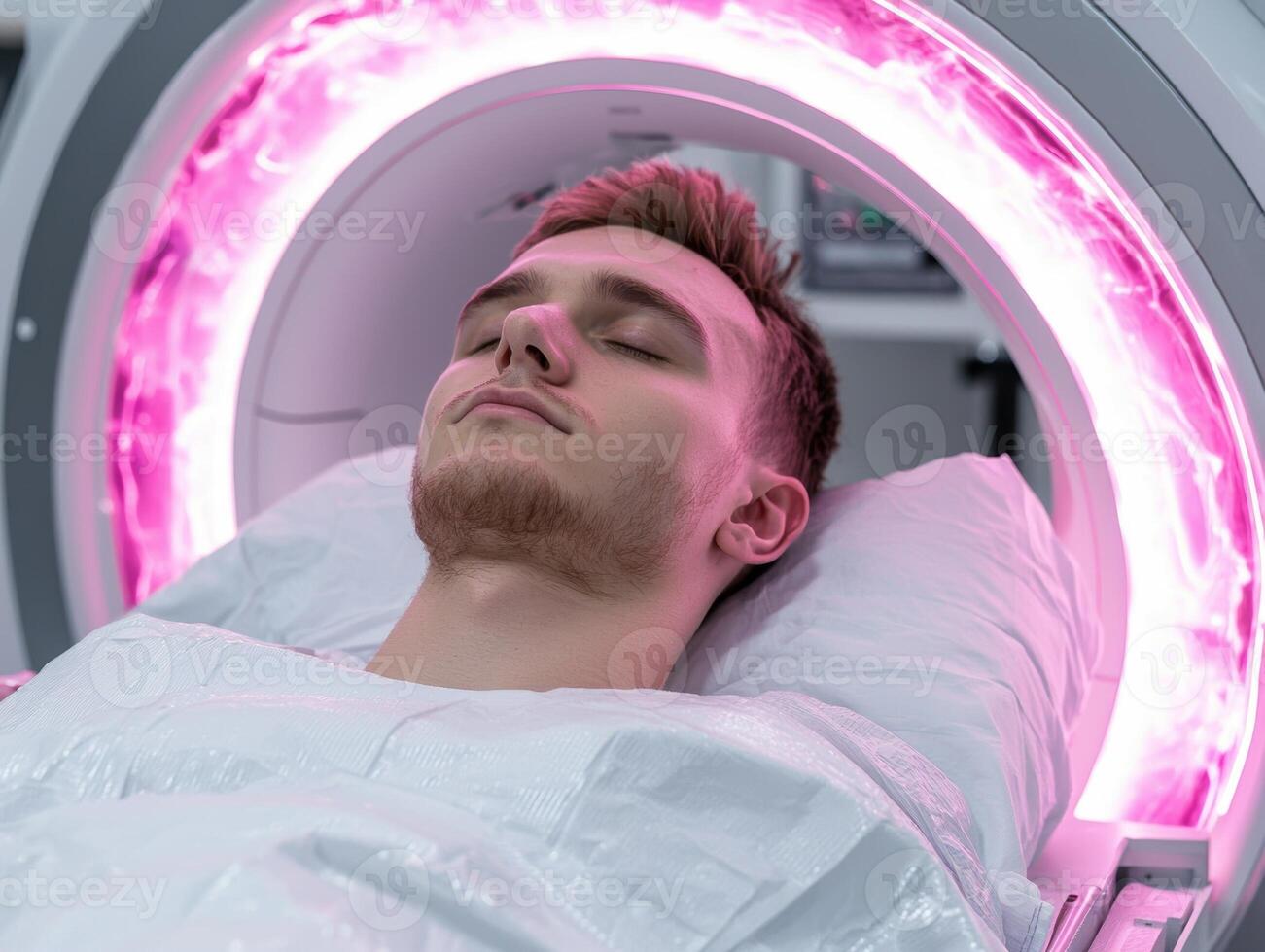 Man relaxing during a medical scan photo