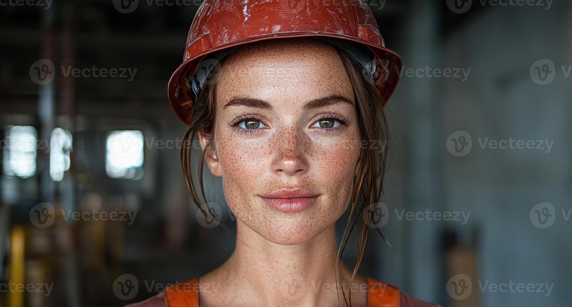 Portrait of a female construction worker. photo