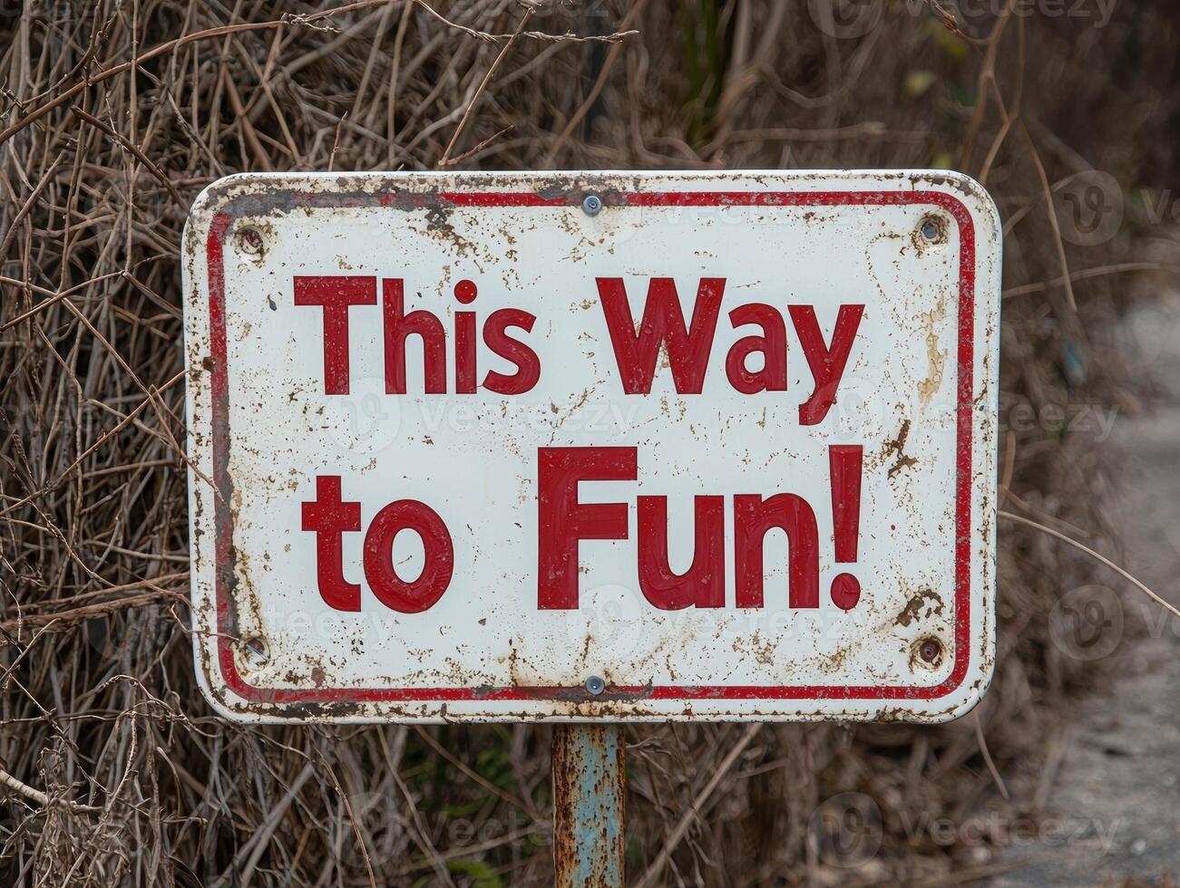 Rusty sign pointing the way to fun photo