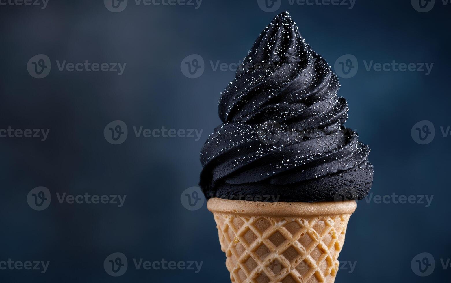 Black ice cream cone with edible glitter photo