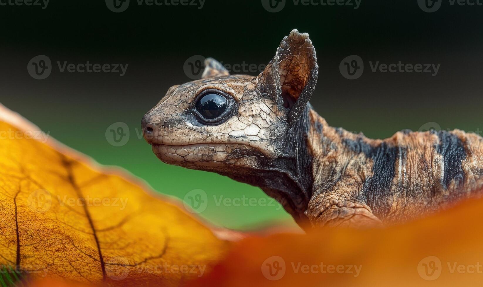 Closeup of a rare reptile with large ears photo
