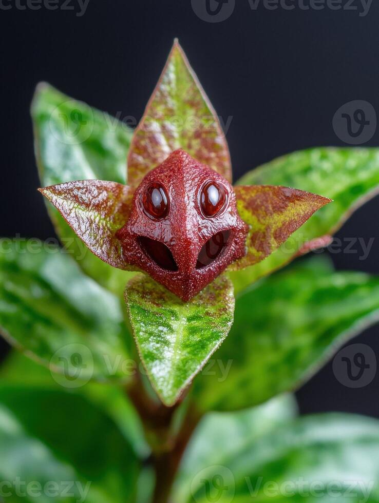 Close up of a unique flower with a face like structure photo