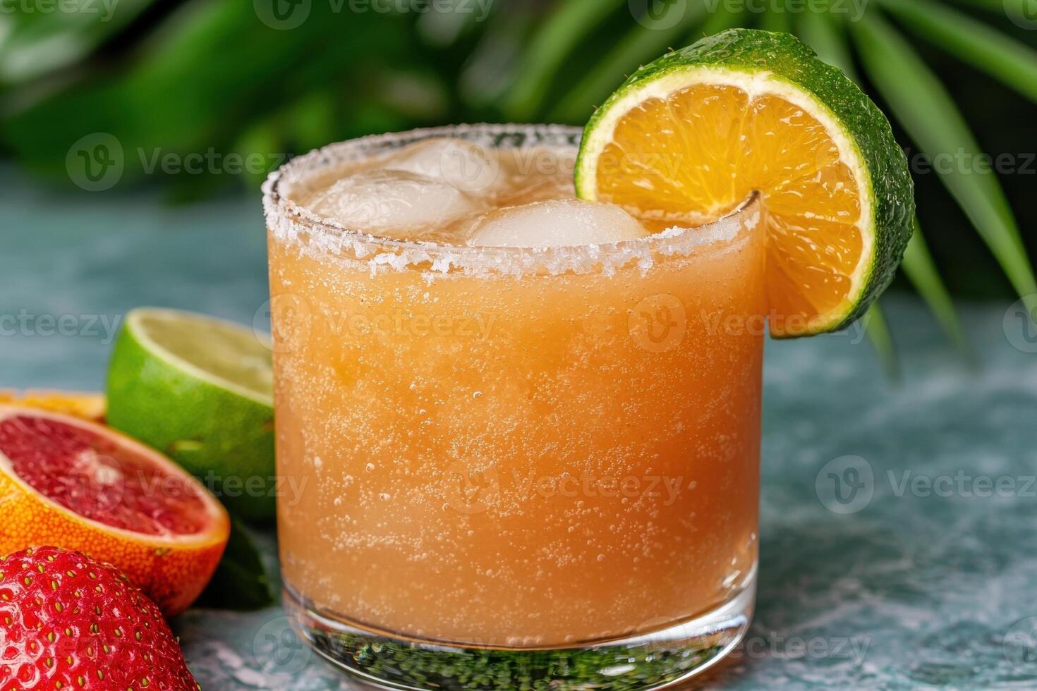Refreshing summer cocktail with citrus fruits and ice photo
