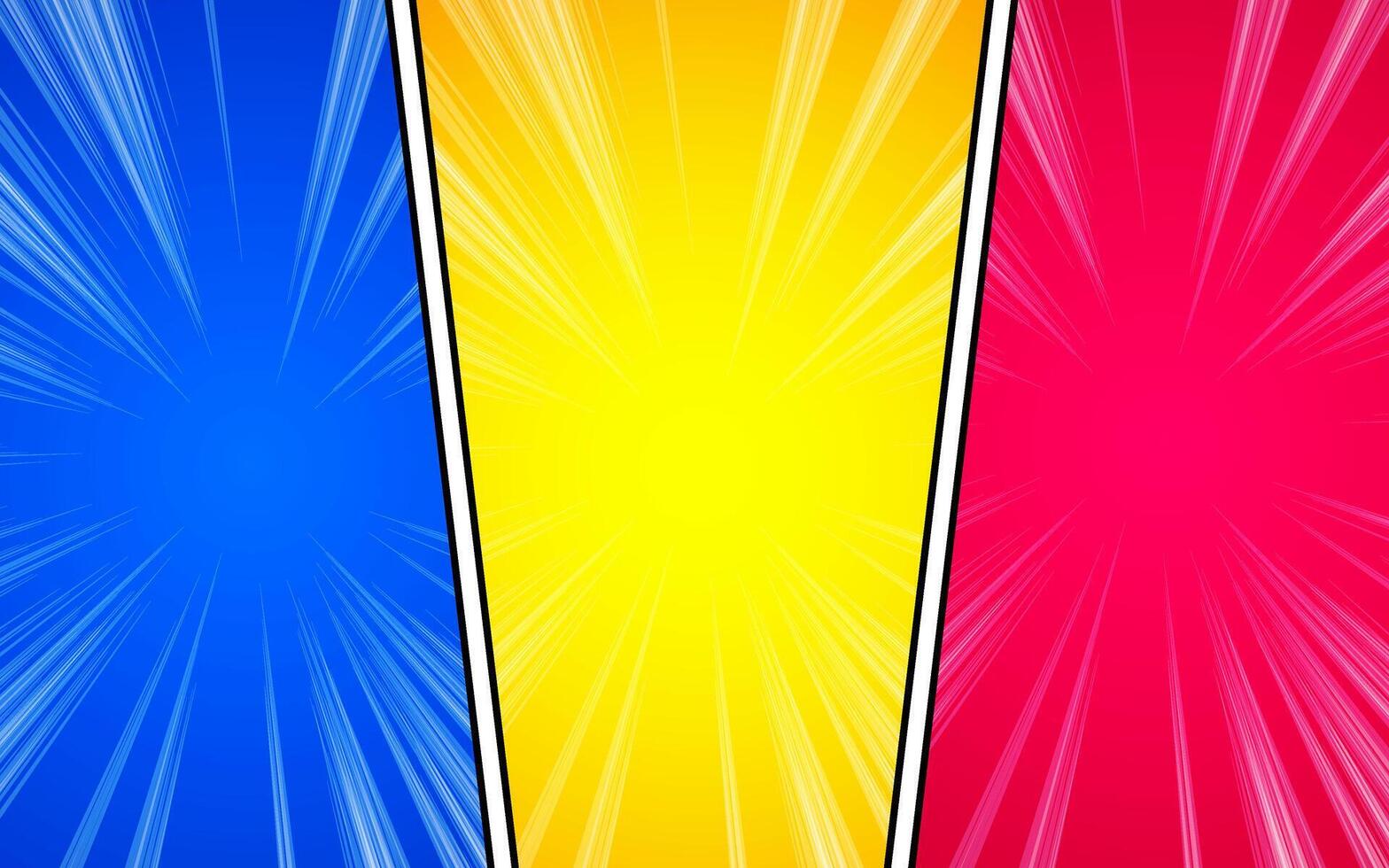 Three dynamic comic book style panels. vector