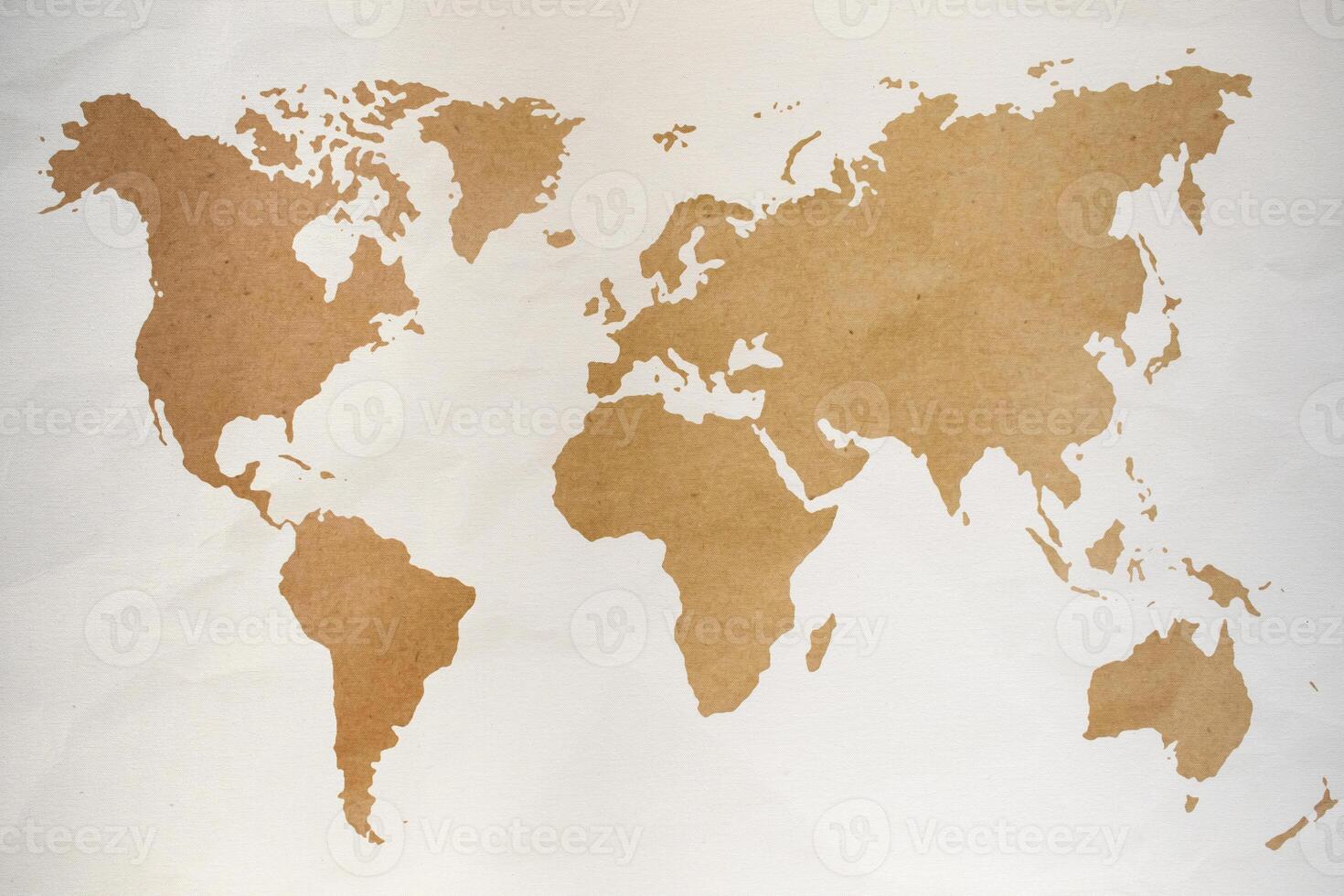 Vintage world map on an old fabric texture for textured backgrounds. photo