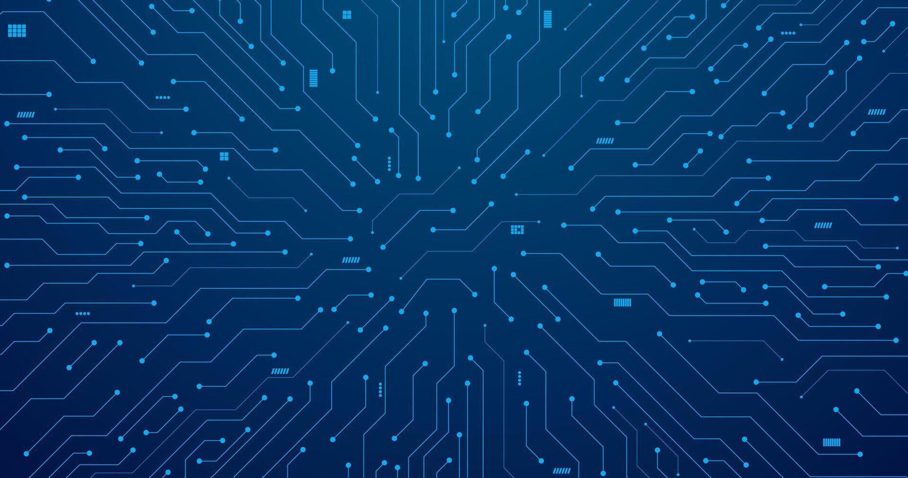 futuristic network circuit with connection path lines network in blue background banner template vector