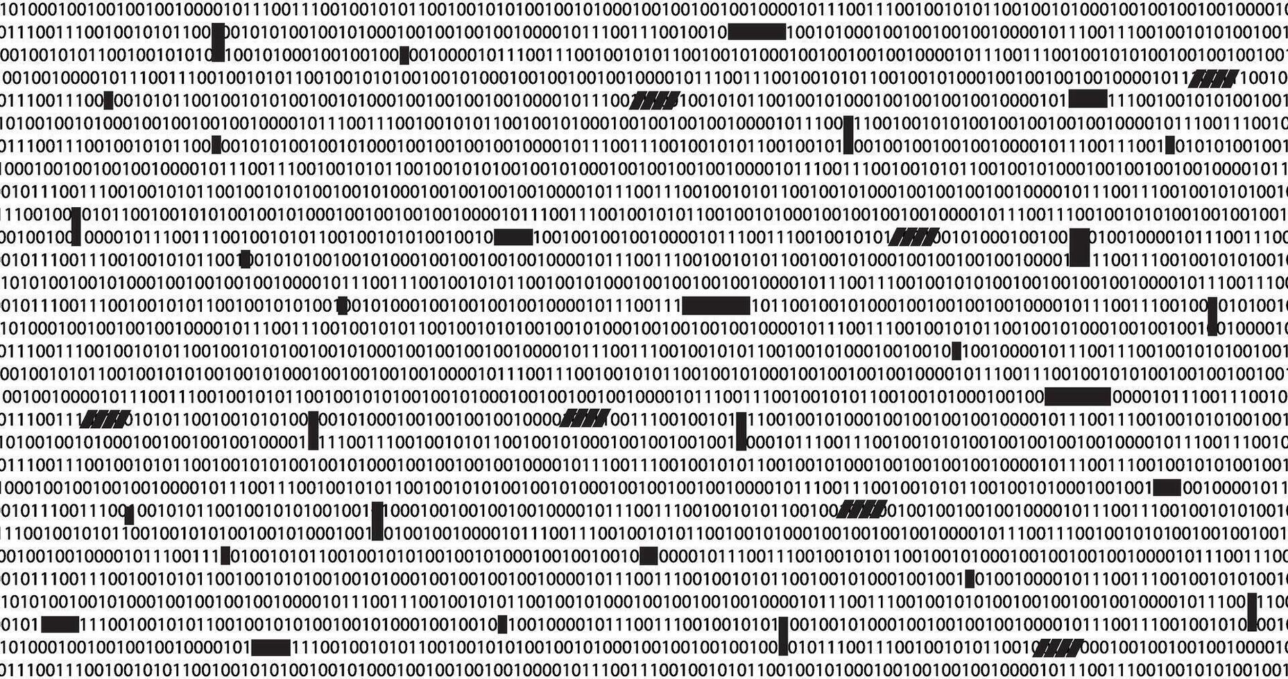 corrupted data with erased data binary lines in black template vector