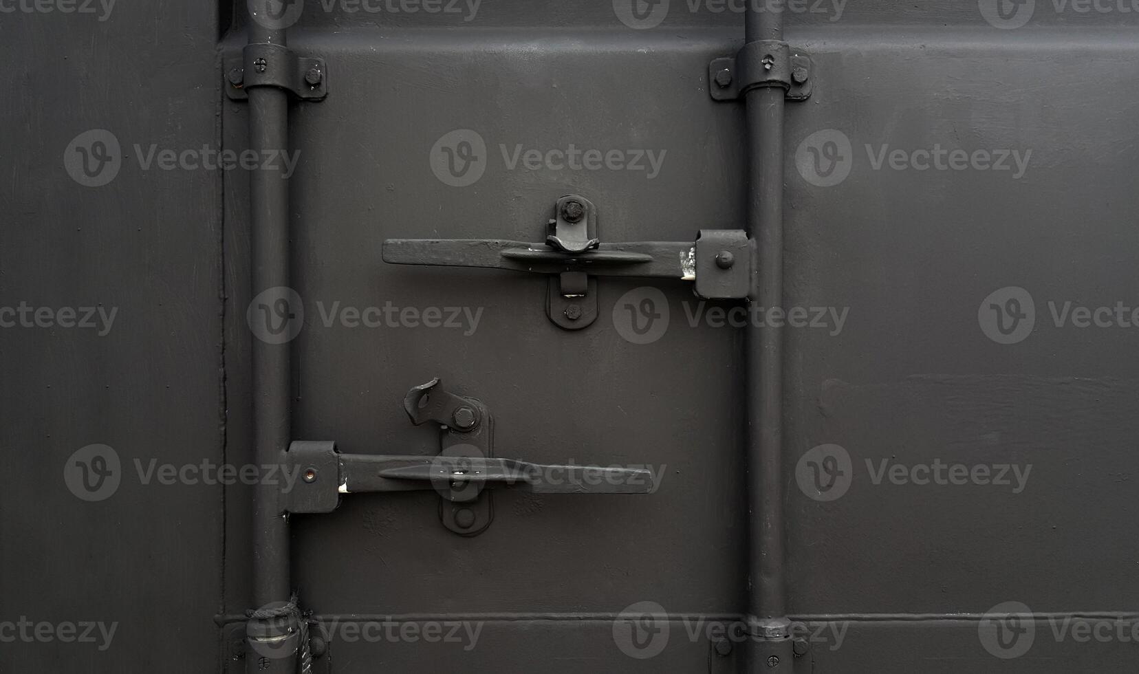Front view Container. Open Container. Color gray Cargo Container. photo