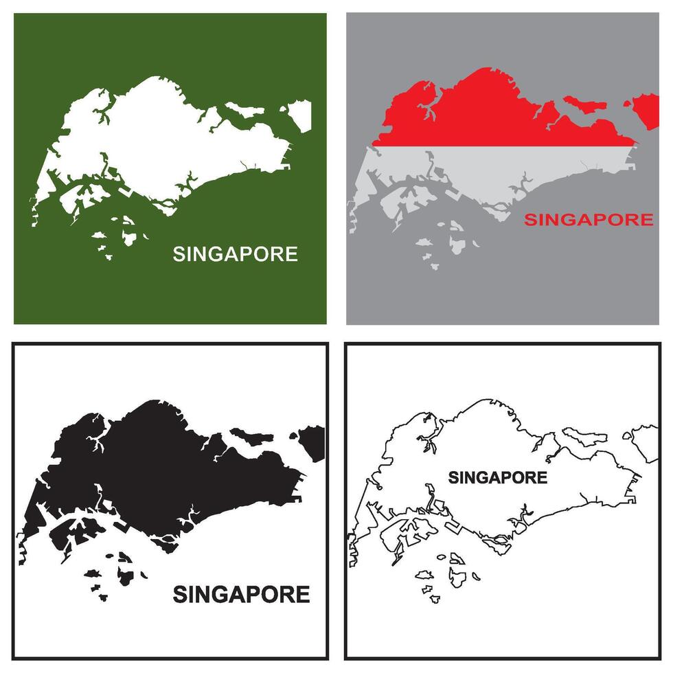 Singapore map design vector
