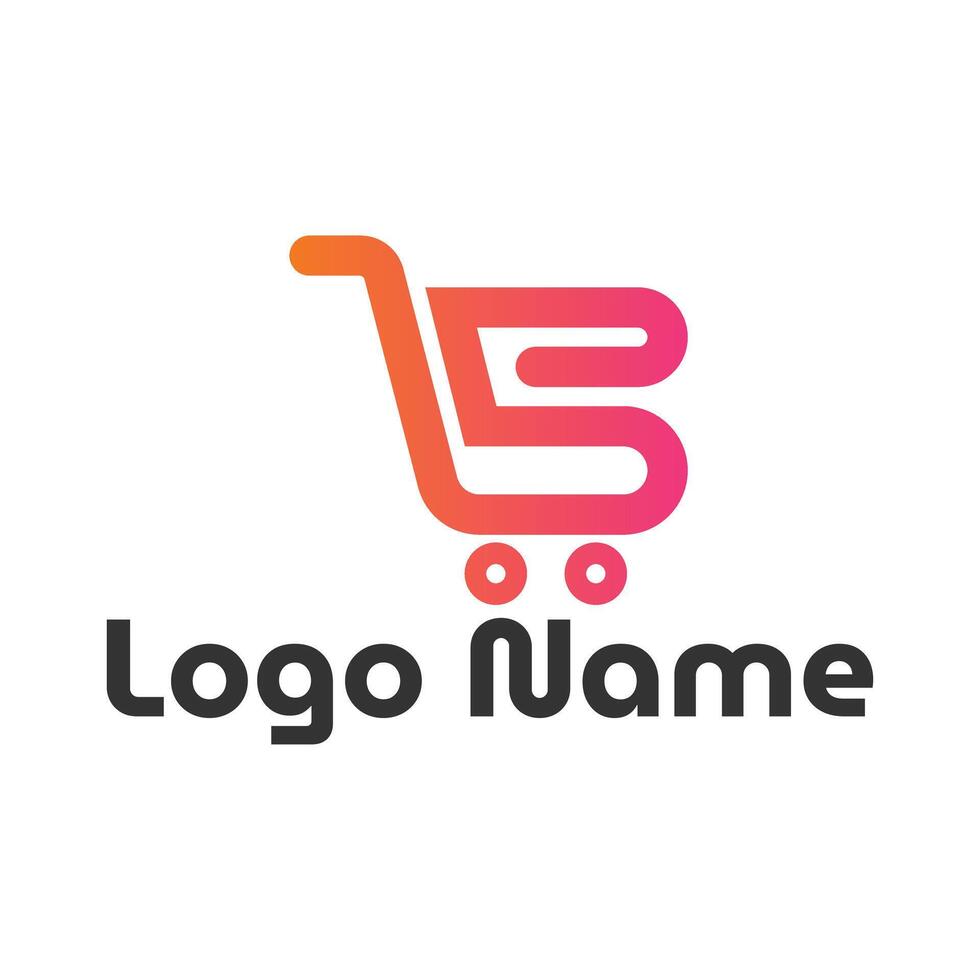 B letter ecommerce logo design concept vector