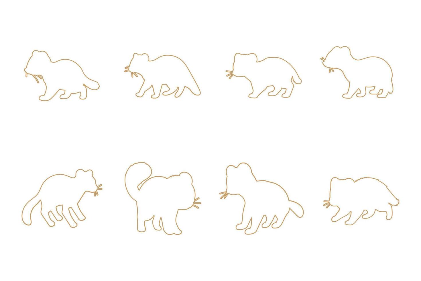 Ferret Outline Icon Set vector