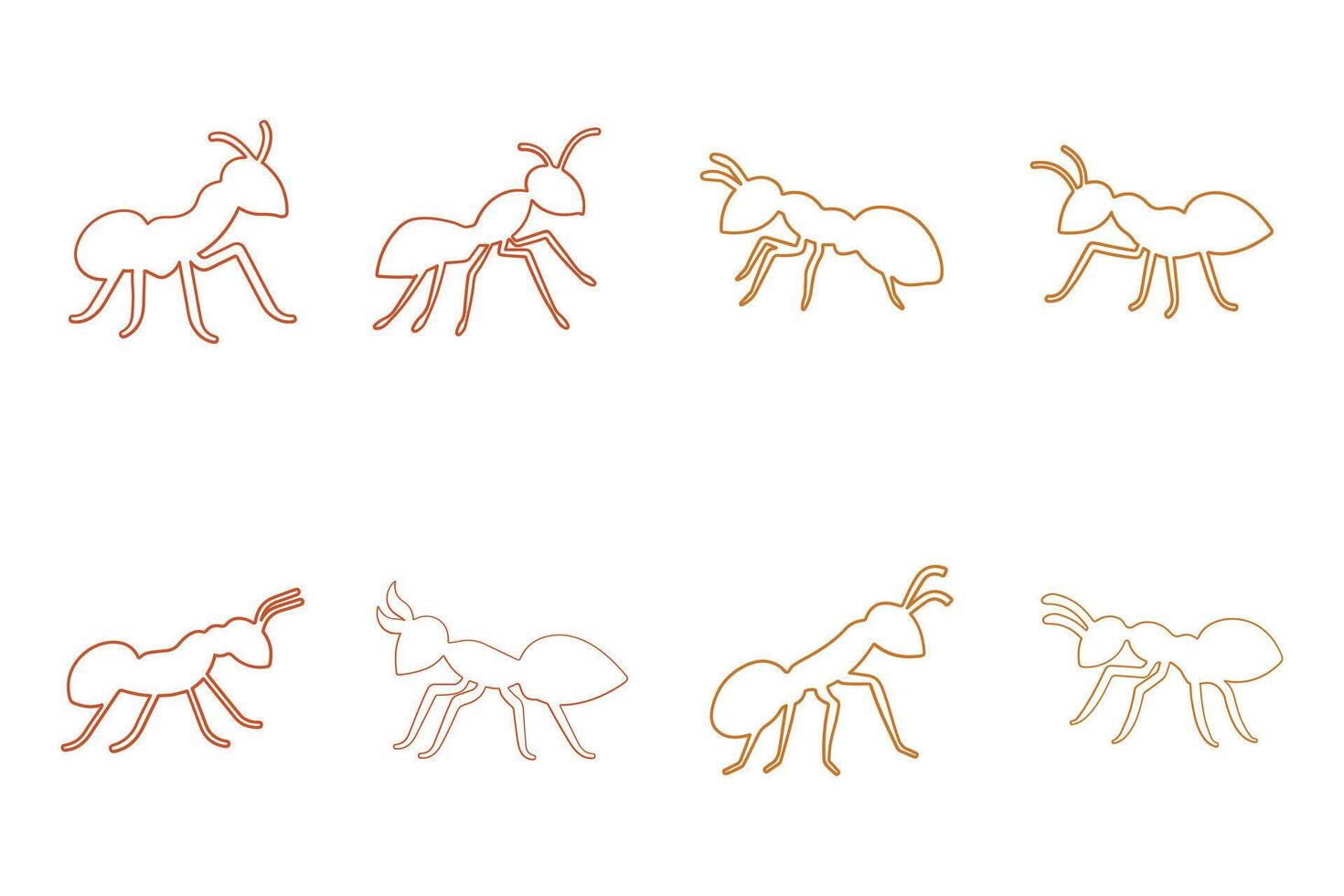 Fire Ant Outline Icon Set vector