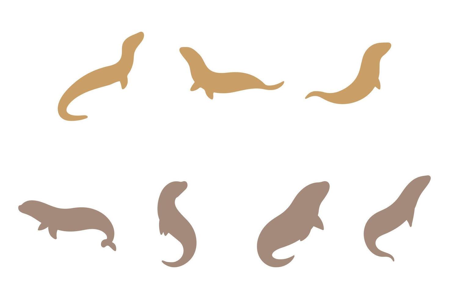 Electric Eel Silhouette Icon Set vector