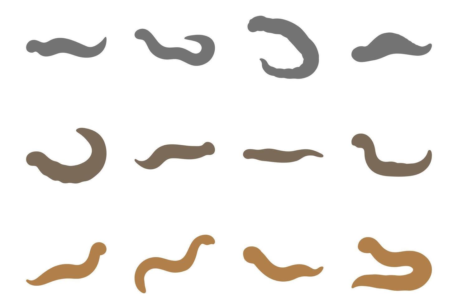 Earthworm Silhouette Icon Set vector