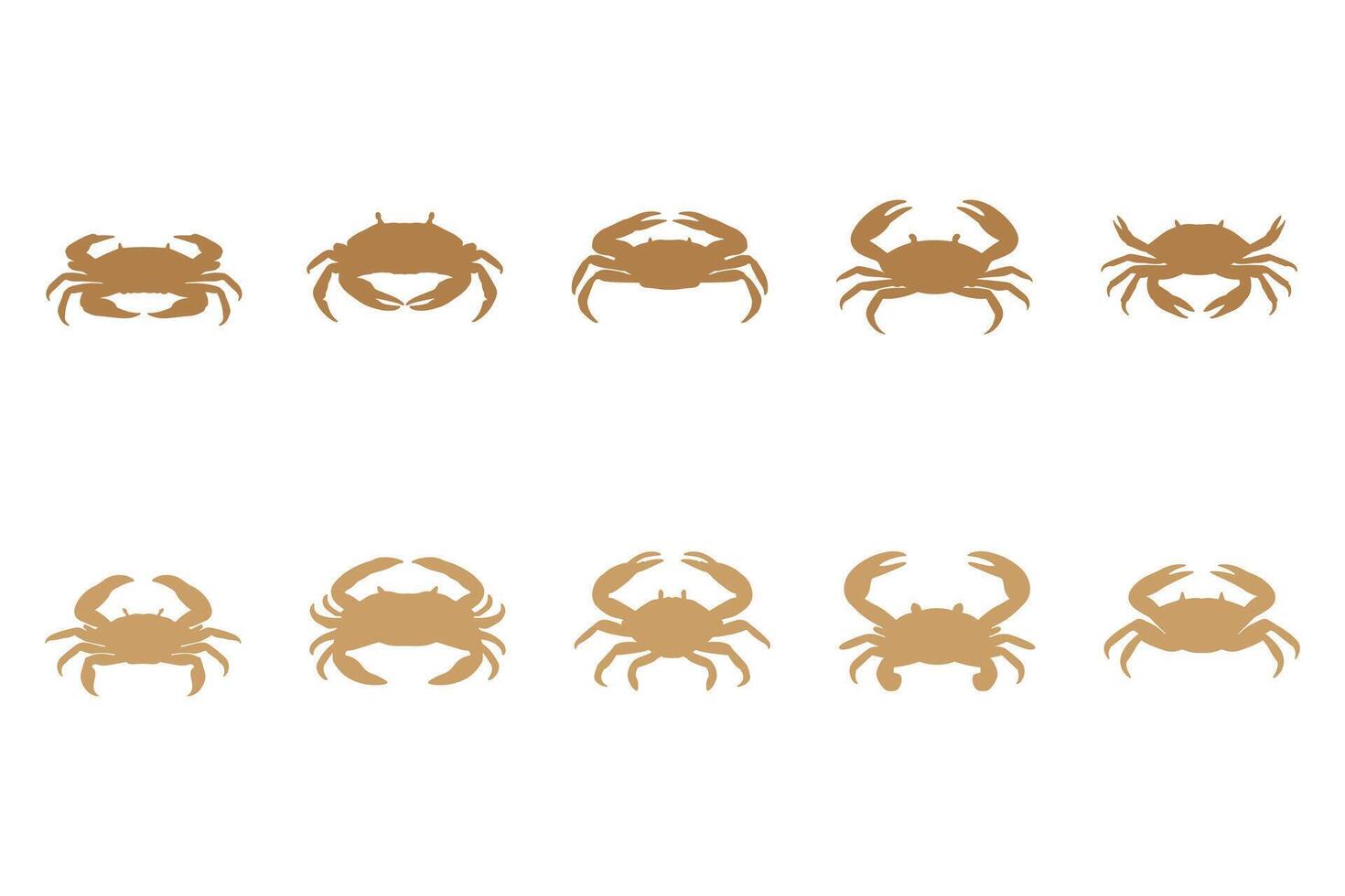 Freshwater Crab Silhouette Icon Set vector