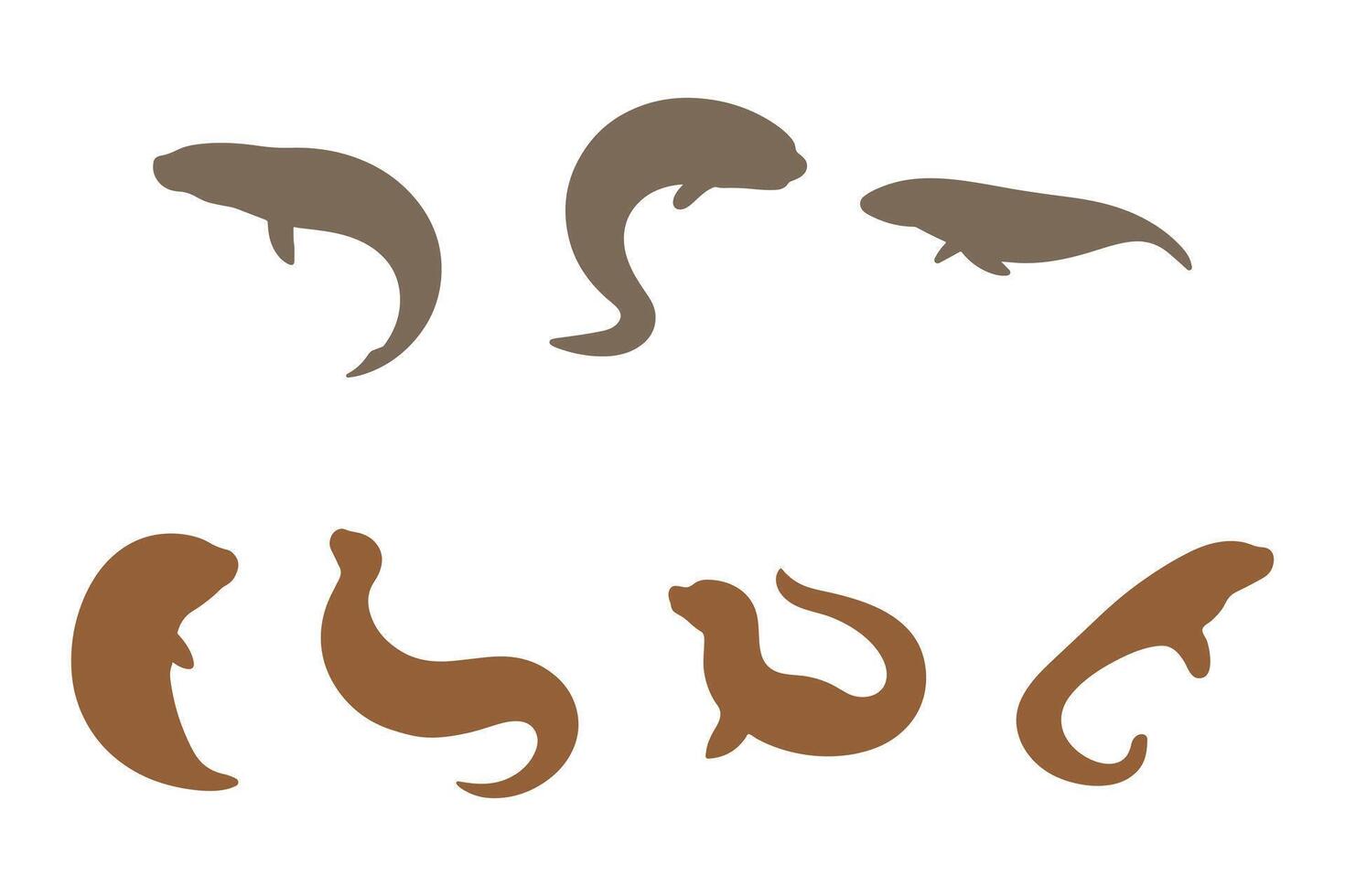 Eel Silhouette Icon Set vector