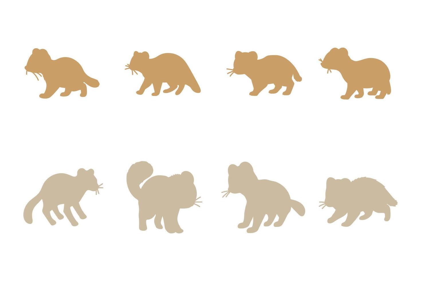 Ferret Silhouette Icon Set vector