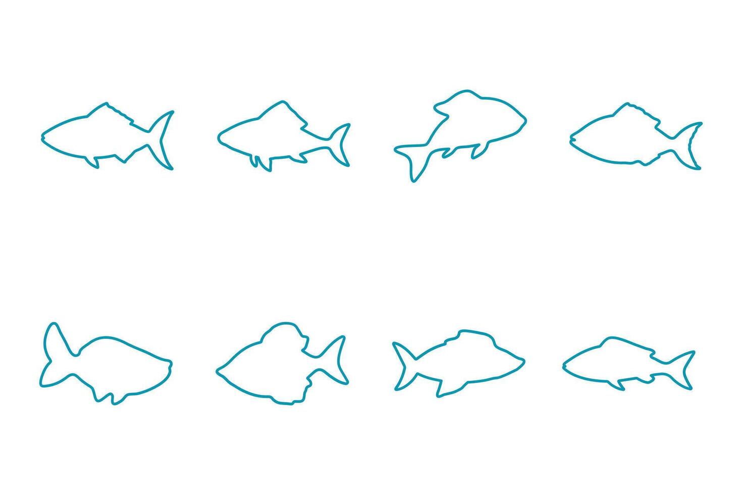 Fish Outline Icon Set vector