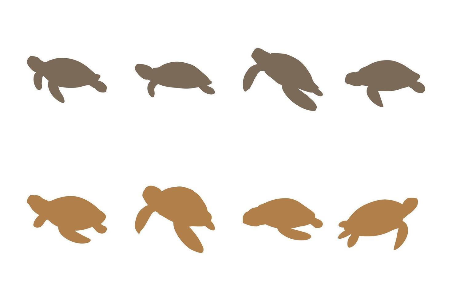 Freshwater Turtle Silhouette Icon Set vector
