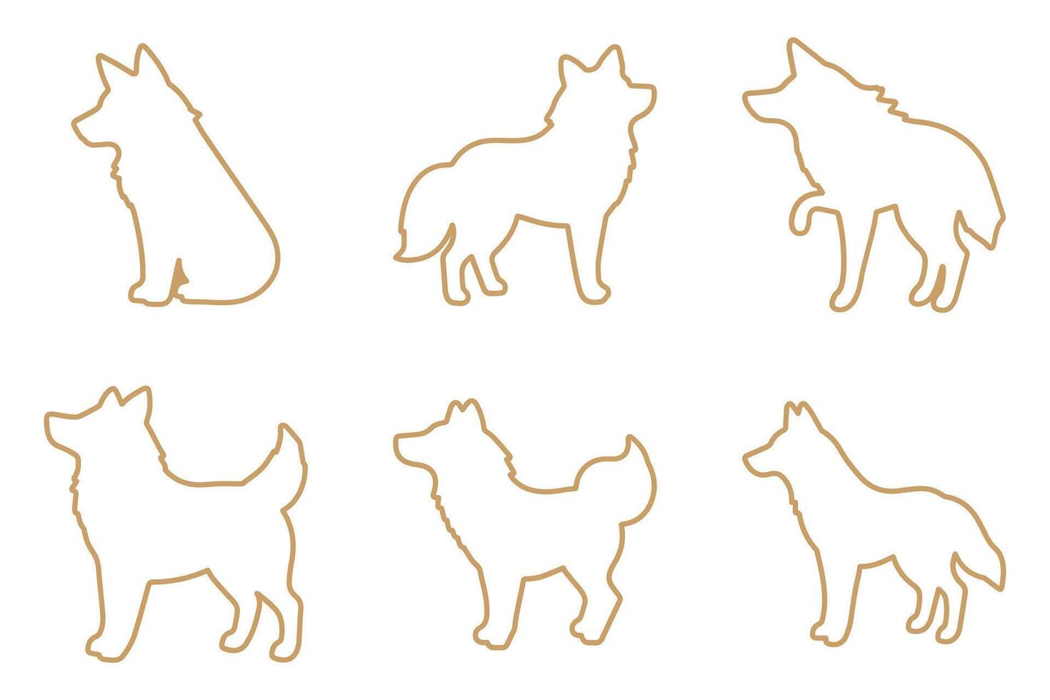 Dingo Outline Icon Set vector