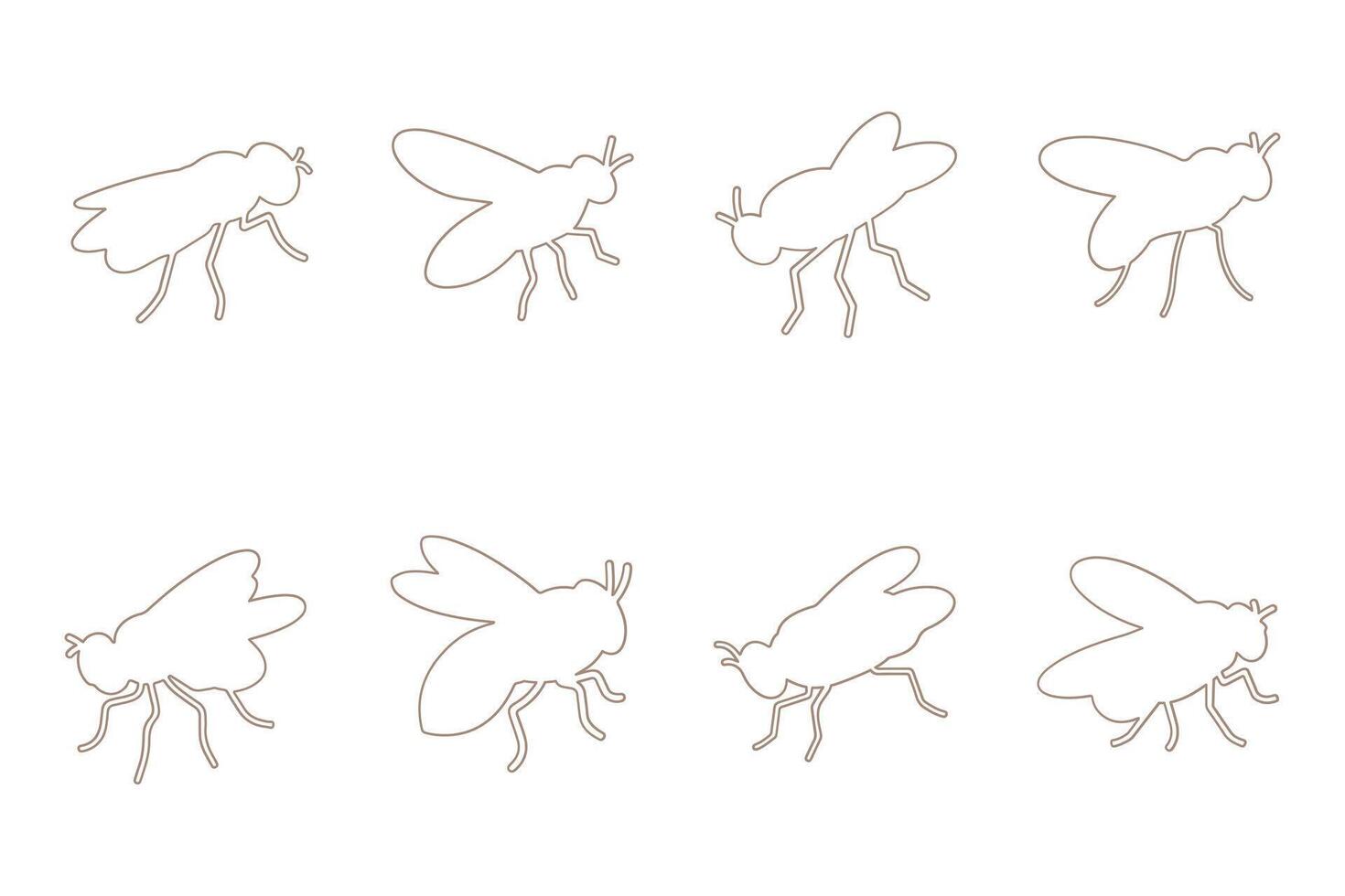 Fly Outline Icon Set vector