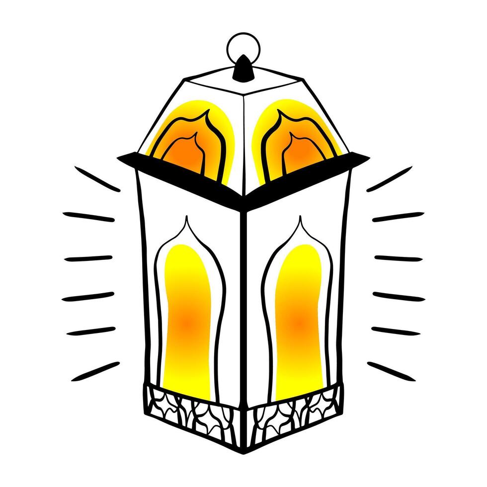 Hand drawn sketch of Ramadan hanging lantern vector