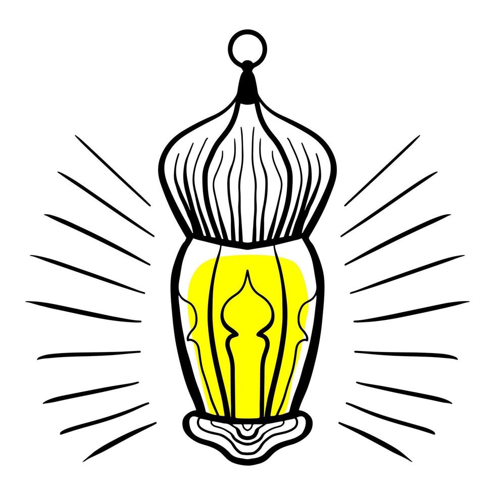 Hand drawn Ramadan lantern doodle vector