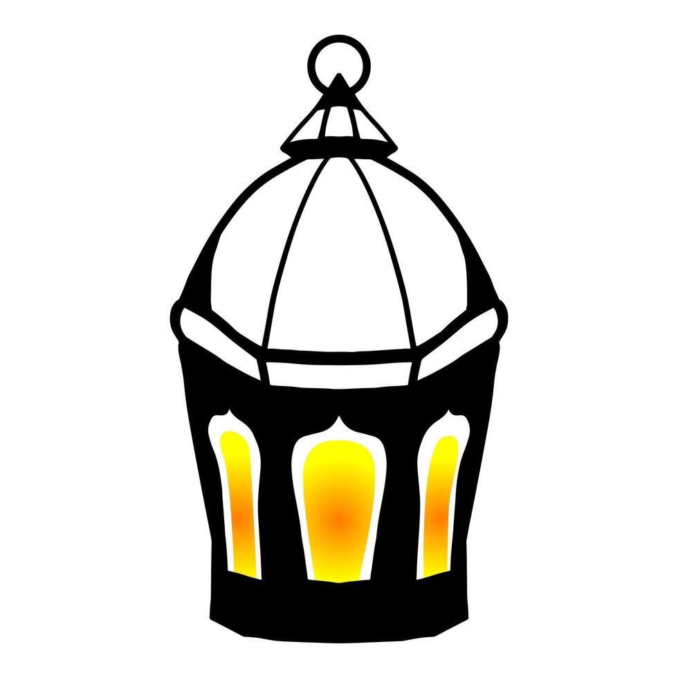 Hand drawn simple sketch of Ramadan hanging lantern vector