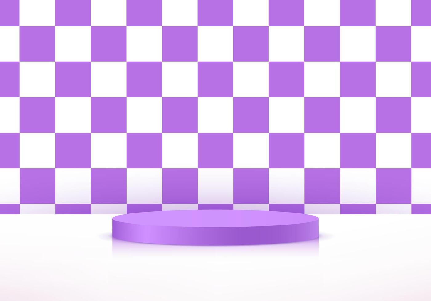 Purple and white checkered background 3d with podium. Empty pink studio room background. Space for selling products on the website. illustration. vector