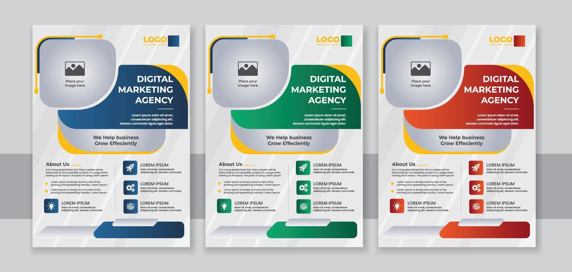 Creative Digital Marketing Agency Flyer Template for Business Promotion vector