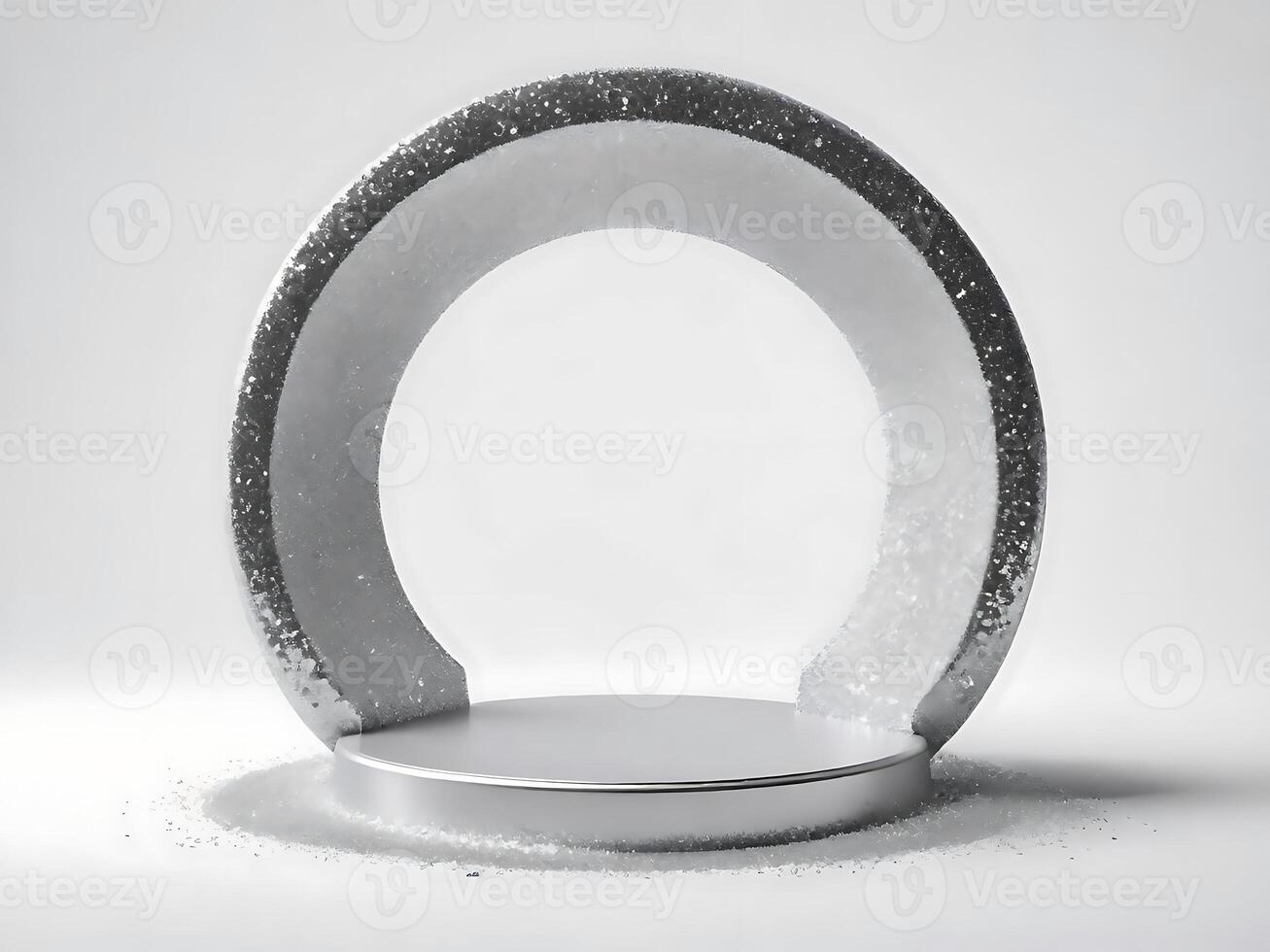 Empty silver minimal glitter on white background copy space podium for placing products photo