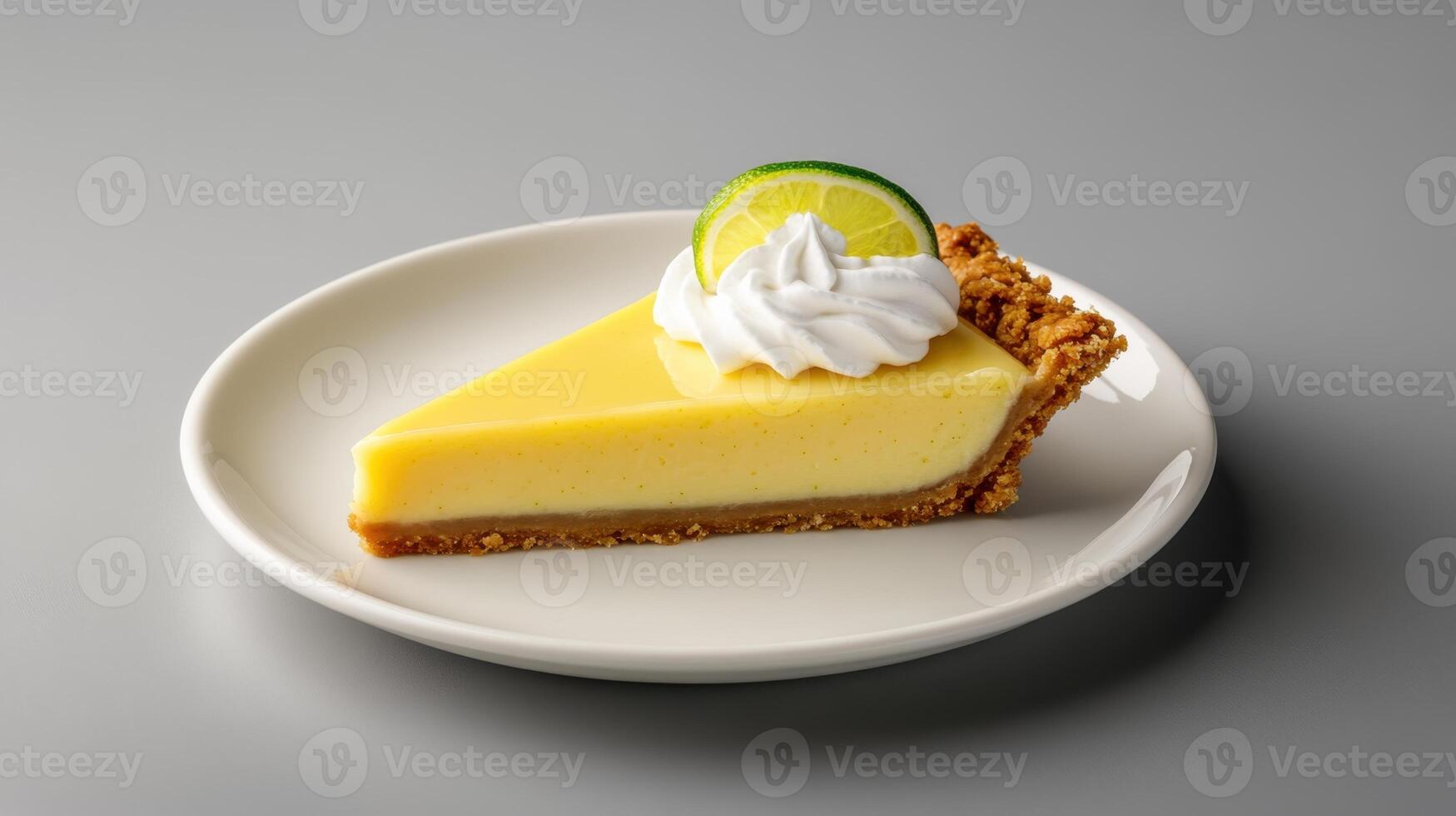 A slice of key lime pie on a plate photo