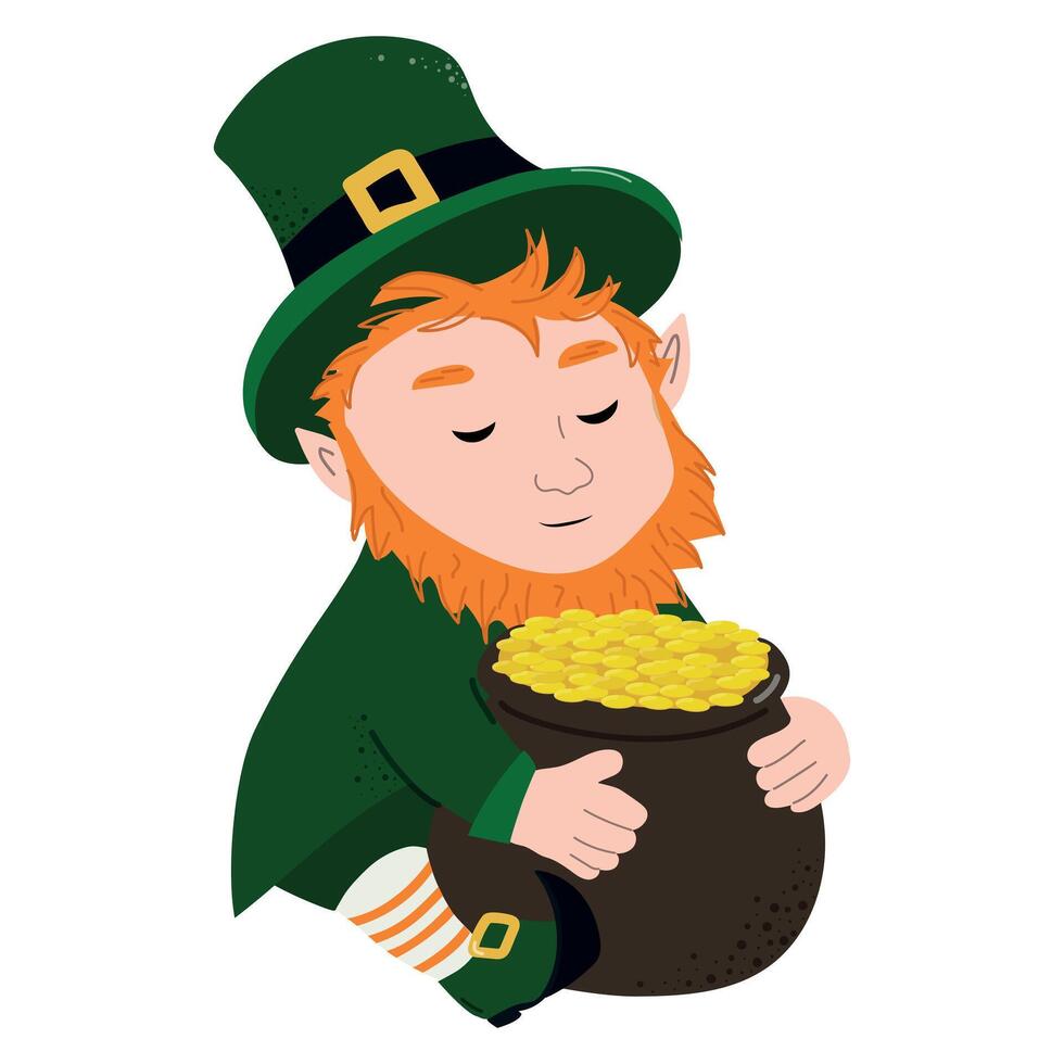 Leprechaun with pot of gold vector
