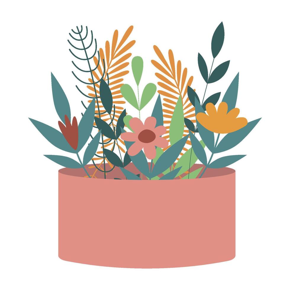 Spring flowers in a vase. Cute colorful illustration for card, print, background vector