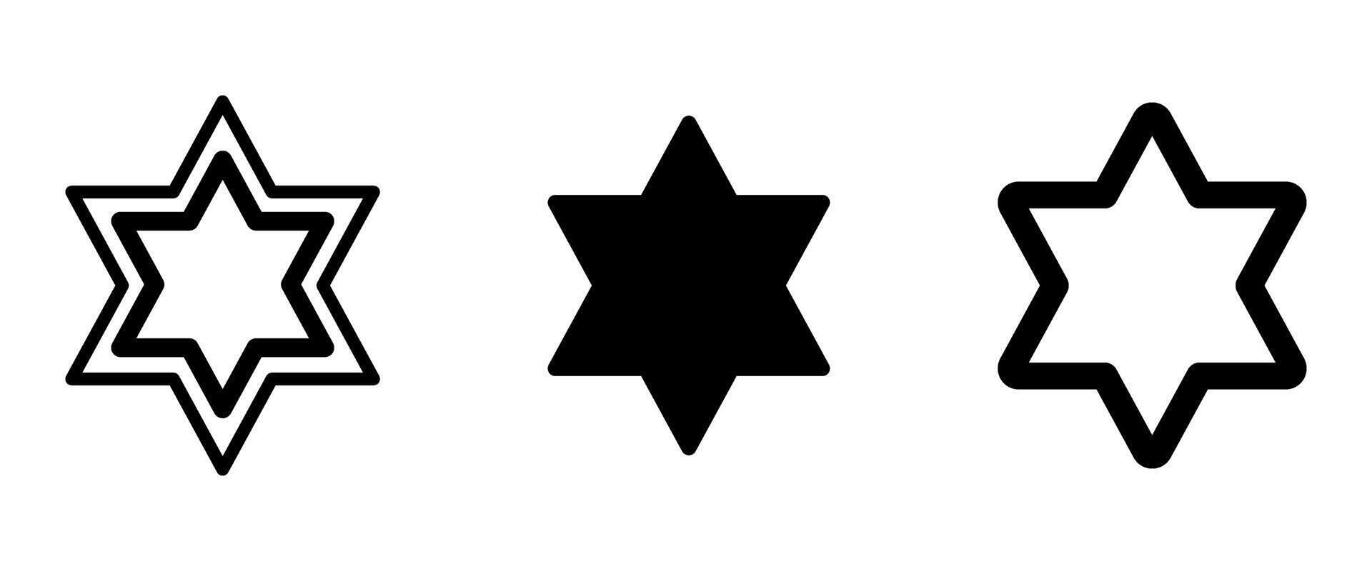 Three stars of David, black silhouettes. Simple isolated illustration for design for Jewish holidays vector